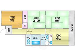 ノアーズアーク住之江 3DKの間取図画像
