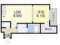 ラフィーネ聖天坂7番館 1LDKの間取図画像
