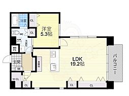 ニューライフ大手前参番館 1LDKの間取図画像