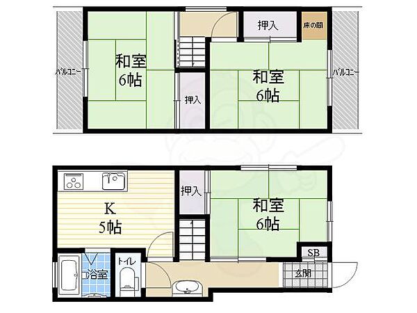 兵庫県尼崎市西大物町(賃貸一戸建3K・2階・55.98㎡)の写真 その2