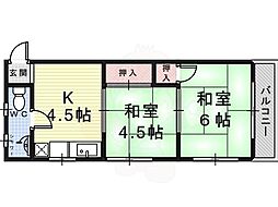 喜楽マンション 2Kの間取図画像