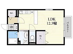 リバーハイツB棟 ワンルームの間取図画像