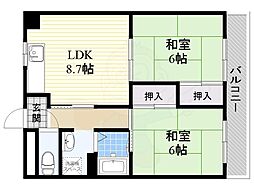 ハイツタカオカ 2LDKの間取図画像