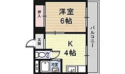 竹馬ビル 1DKの間取図画像