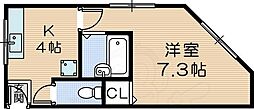 スウィートハイム 1Kの間取図画像