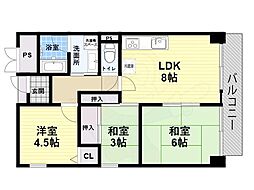 尼崎アーバンスクエアー尼崎アーバンコンフォート 3LDKの間取図画像