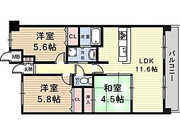 グランドハイツ旭 3LDKの間取図画像