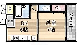昌和鳳 4階1DKの間取り