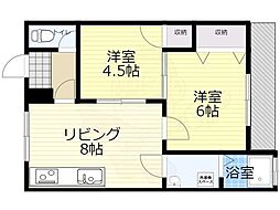 コーポ幸 2LDKの間取図画像
