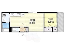 南海高野線 浅香山駅 徒歩7分の賃貸アパート 1階1LDKの間取り