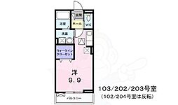 フローラ・香ヶ丘 2階ワンルームの間取り