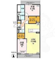 パサログランデ賑町 3階2LDKの間取り