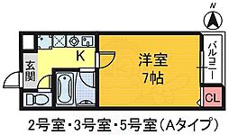 パレロイヤル堺 3階1Kの間取り