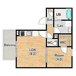 ジーメゾン堺フィオーレ 1階1LDKの間取り