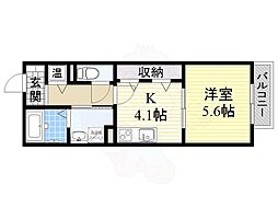 Osaka Metro御堂筋線 北花田駅 徒歩13分の賃貸アパート 1階1Kの間取り