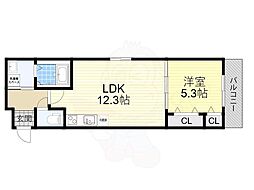 南海線 湊駅 徒歩4分の賃貸アパート 1階1LDKの間取り