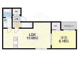 南海高野線 堺東駅 徒歩18分の賃貸アパート 1階1LDKの間取り