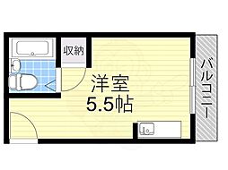 シャトル新金岡 ワンルームの間取図画像