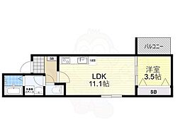 エフスタイル浜寺石津町西3号館 1LDKの間取図画像