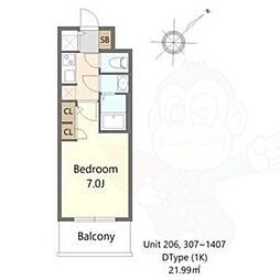 S-RESIDENCE堺altklas 1Kの間取図画像