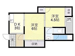 北口マンション 2DKの間取図画像