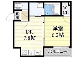 フジパレス堺もず3番館 1DKの間取図画像