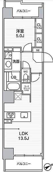 シーズンフラッツ武蔵小山 302｜東京都品川区荏原４丁目(賃貸マンション1LDK・3階・43.24㎡)の写真 その2