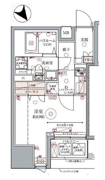 ドムス・スタイル銀座東 1303｜東京都中央区築地６丁目(賃貸マンション1K・13階・25.46㎡)の写真 その2