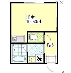 フェリチタ住吉 1階ワンルームの間取り