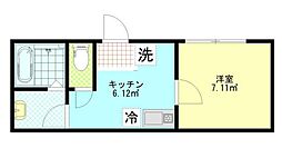 フェリチタ住吉 3階1Kの間取り