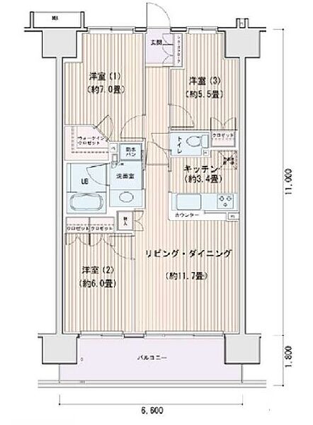 エスティメゾン豊洲レジデンス A1015｜東京都江東区豊洲３丁目(賃貸マンション3LDK・10階・72.60㎡)の写真 その2