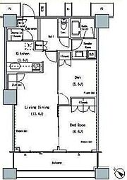 THE TOKYO TOWERS MID TOWER 23階1SLDKの間取り