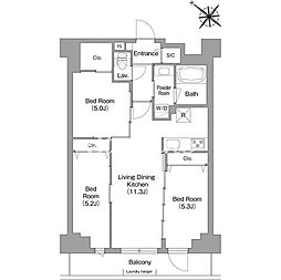 コンフォリア・リヴ豊洲キャナル 1階3LDKの間取り