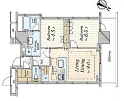 ブランズタワー豊洲 11階2LDKの間取り