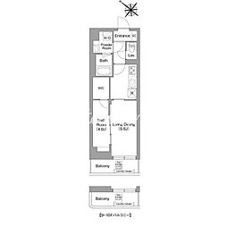 コンフォリア・リヴ豊洲キャナル 6階1LDKの間取り