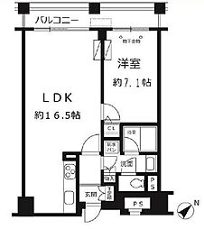 ルシマン月島 12階1LDKの間取り