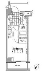ワンルーフフラット月島 5階ワンルームの間取り