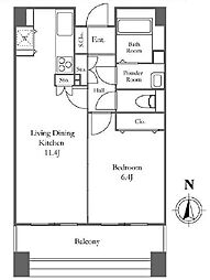 リバーシティ21イーストタワーズII 7階1LDKの間取り