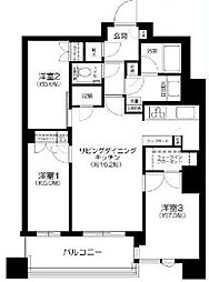 パークタワー勝どきサウス 5003 50階3LDKの間取り