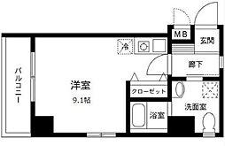 リバーシア佃 302 3階ワンルームの間取り
