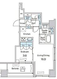 エムエー月島 1LDKの間取図画像