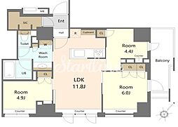 パークリュクス月島ステーションプレミア 3LDKの間取図画像