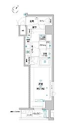 アバンテ勝どき 1Kの間取図画像