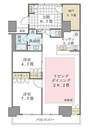 Brilliaist東雲キャナルコート 2LDKの間取図画像