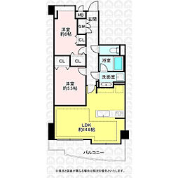 ワコーレ所沢ヴェルシード 2LDKの間取図画像