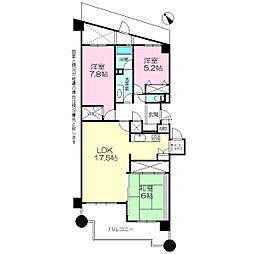 エステスクエア武蔵藤沢 3LDKの間取図画像