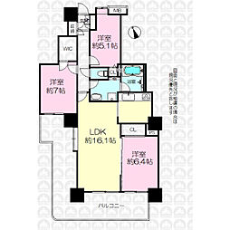フォーラスタワー所沢 3LDKの間取図画像