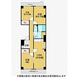 飯能スカイハイツB棟 3LDKの間取図画像