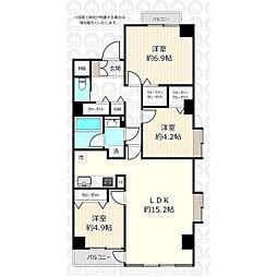 チュリス武蔵関 3LDKの間取図画像