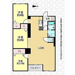 府中コーポラス 3LDKの間取図画像